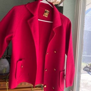 Vintage red wool button up two pieces skirt set